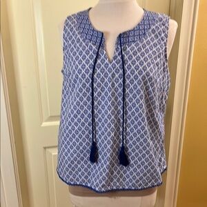 Blue Patterned Women's Sleeveless  Top